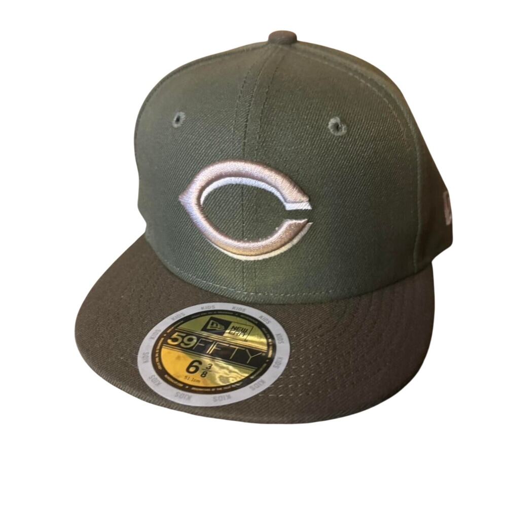 Cincinnati Reds New Era 59FIFTY Fitted Hat 6 3/8 Green Khaki
